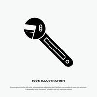 Wrench Option Tool Spanner Tool solid Glyph Icon vector