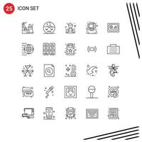 Group of 25 Lines Signs and Symbols for real card locksmith marketing digital Editable Vector Design Elements