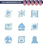 Editable Vector Line Pack of USA Day 9 Simple Blues of garland decoration bar buntings entrance Editable USA Day Vector Design Elements