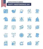 Set of 25 USA Day Icons American Symbols Independence Day Signs for drink bottle party usa fire Editable USA Day Vector Design Elements