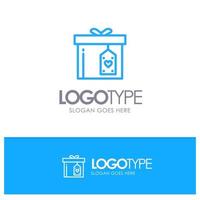 Gift Box Box Surprise Delivery Blue Outline Logo Place for Tagline vector