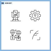 Set of 4 Modern UI Icons Symbols Signs for biochip air machine lock exchange Editable Vector Design Elements