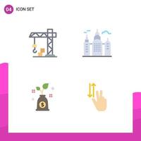 4 Thematic Vector Flat Icons and Editable Symbols of architecture finger building budget two Editable Vector Design Elements