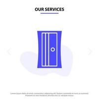 Our Services Education Sharpener Tool Solid Glyph Icon Web card Template vector