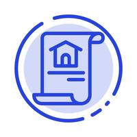 Construction Document Home Building Blue Dotted Line Line Icon vector