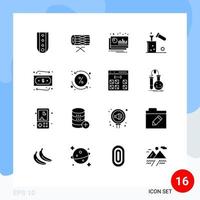 Modern Set of 16 Solid Glyphs and symbols such as chemistry chemical parade forecast financial Editable Vector Design Elements