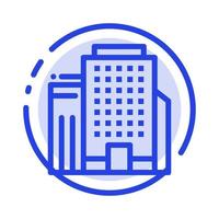 Office Building Job Blue Dotted Line Line Icon vector