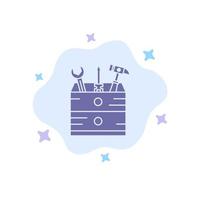 Tool Box Carpenter Tools Blue Icon on Abstract Cloud Background vector