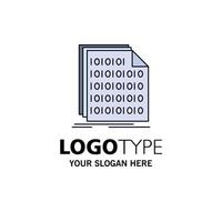 Binary code coding data document Flat Color Icon Vector