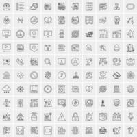 paquete de 100 iconos de líneas universales para móviles y web vector