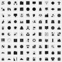 100 Business Icon Solid Glyph Vector Illustration