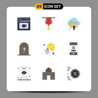 9 Creative Icons Modern Signs and Symbols of religion halloween upload grave computing Editable Vector Design Elements