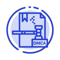 copyright comercial archivo dmca digital línea punteada azul icono de línea vector