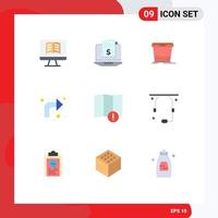Editable Vector Line Pack of 9 Simple Flat Colors of warning alert cleaning right reload Editable Vector Design Elements