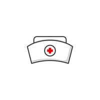 icono de sombrero de enfermera con estilo de dibujos animados. icono para diseño web, aplicaciones, pegatinas, pancartas, afiches, uso de impresión y parte del logotipo. vector