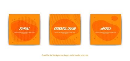 Cheerful joyful background. Set of vector orange memphis style background for covers, greeting card, social media post, poster, banner or flyer