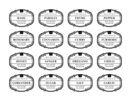 vector de diseño de conjunto de etiquetas adhesivas de condimentos de despensa de cocina vintage