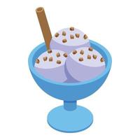 Sundae chocolate icon isometric vector. Cream bowl vector