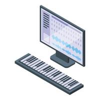 icono de curso gratuito de música vector isométrico. equipo en línea