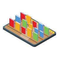 Tablet bookstore icon isometric vector. Online library vector