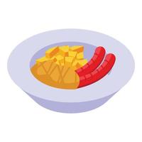 German grilled sausage icon isometric vector. Cuisine food vector