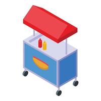 Hot dog cart icon isometric vector. Cafe street vector