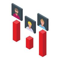 Online election graph icon isometric vector. People vote vector