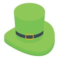 Green top hat icon isometric vector. Party cap vector