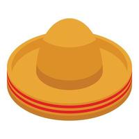 vector isométrico del icono del sombrero mexicano. cono feliz