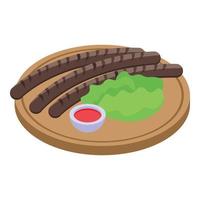 Pork grilled sausage icon isometric vector. German cuisine vector