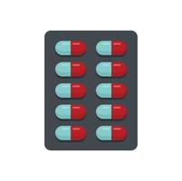 Survival pills blister icon flat isolated vector