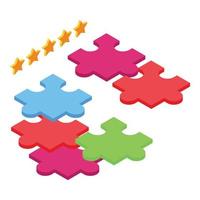 Puzzle performance management icon isometric vector. Office data vector