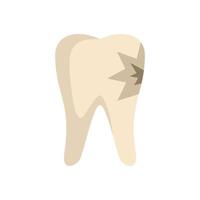 Cracked tooth icon flat isolated vector