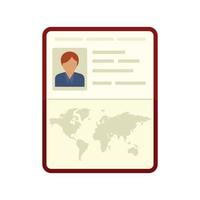 Open passport control icon flat isolated vector