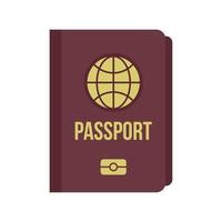 pasaporte internacional icono plano aislado vector