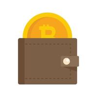 bitcoin billetera digital icono plano aislado vector