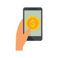 Smartphone digital wallet icon flat isolated vector