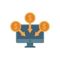 crowdfunding online monitor icono plano aislado vector