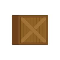 icono de caja de cráter de madera de almacenamiento vector aislado plano