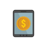 Tablet online loan icon flat isolated vector