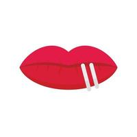 Lips piercing icon flat isolated vector