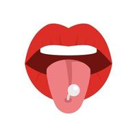 Tongue piercing icon flat isolated vector