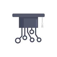 Graduated machine learning hat icon flat isolated vector