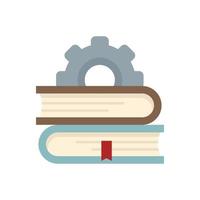 Gear book stack icon flat isolated vector