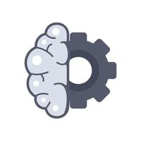 Gear brain ai icon flat isolated vector