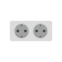Double wall power socket icon flat isolated vector