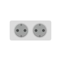 Double wall power socket icon flat isolated vector