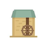 Water mill wheel icon flat isolated vector