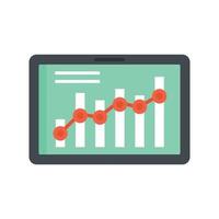 Tablet business graph icon flat isolated vector
