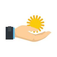 mantenga el icono de protección de la mano del sol vector aislado plano